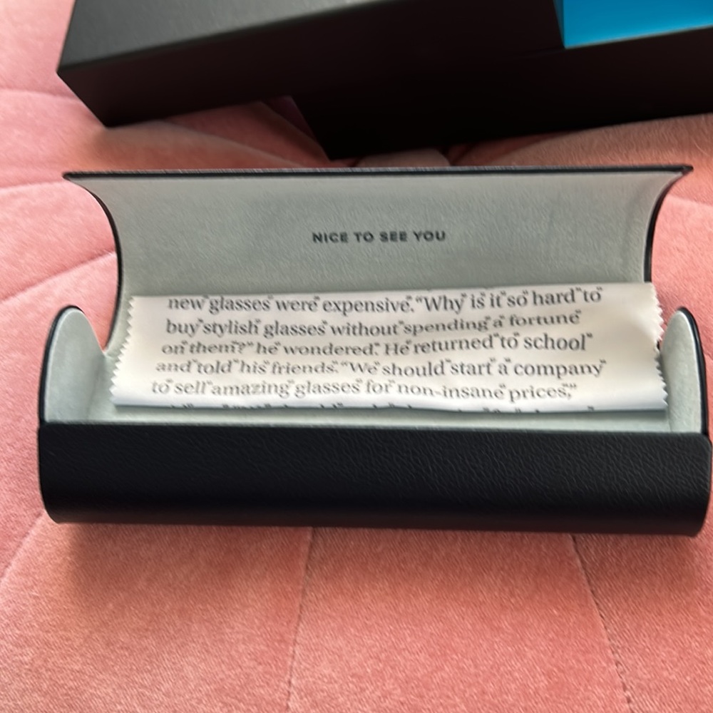 NEVER USED: WARBY PARKER glasses case with box and microfiber cleaning c…